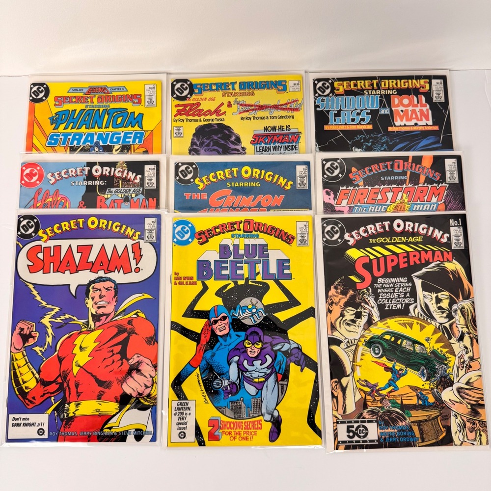 DC Comics Secret Origins Lot 9 Comics Superman Shazam Blue Beetle Vintage 1986
